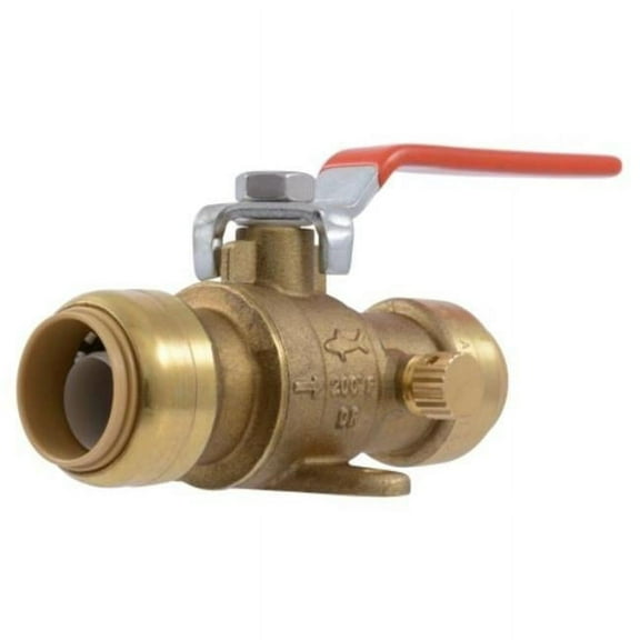 SharkBite 3/4 In. Brass Push-Fit Ball Valve with Drain & Mounting Tab UR24616A
