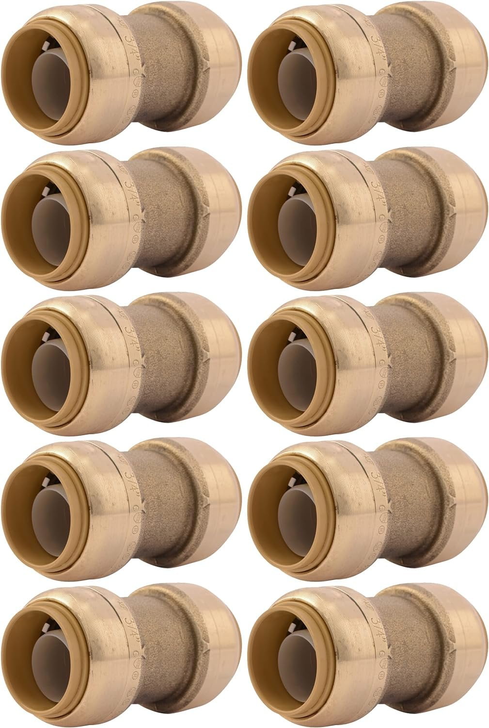 SharkBite 3/4 Inch Coupling, Pack of 10, Push to Connect Brass Plumbing ...