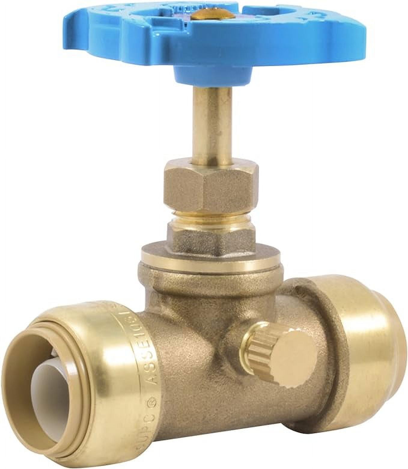 SharkBite 3/4 Inch Stop Valve with Drain and Vent, Push to Connect