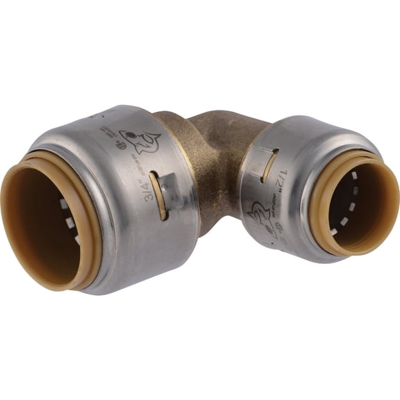 SharkBite 3/4 Inch x 1/2 Inch 90 Degree Reducing Elbow, Pack of 6, Push to Connect Brass Plumbing Fitting, PEX Pipe, Copper, CPVC, PE-RT, HDPE, U274LF