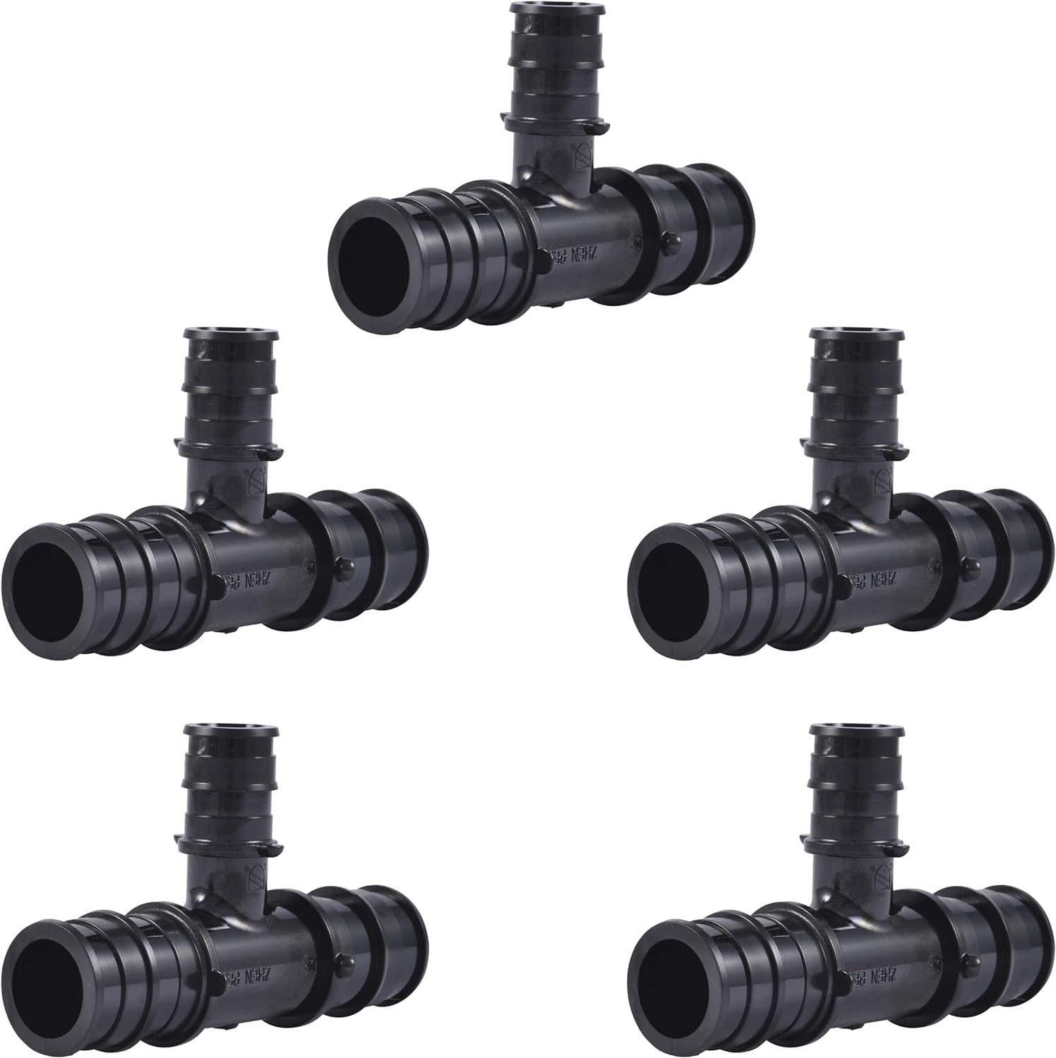 SharkBite 3/4 Inch x 3/4 Inch x 1/2 Inch Poly Expansion Reducing Tee for PEX-A Pipe, Pack of 5, Plastic Plumbing Fittings, Reducing Tee for PEX-A Tubing, UA412A5