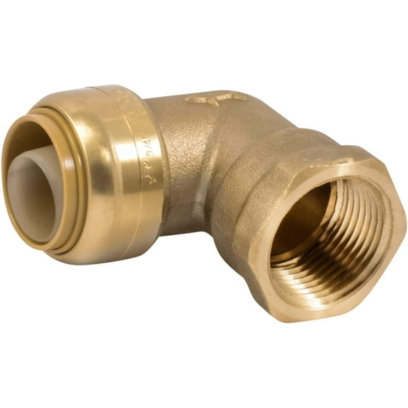 SharkBite 3/4 Inch x 3/4 Inch 90 Degree Female Adapter Elbow, Push to Connect Brass Fitting, PEX Pipe, Copper, CPVC, PE-RT, HDPE, U314LFA