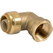 SharkBite 3/4 Inch x 3/4 Inch 90 Degree Female Adapter Elbow, Push to Connect Brass Fitting, PEX Pipe, Copper, CPVC, PE-RT, HDPE, U314LFA