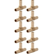 SharkBite 3/8 Inch Crimp Tee, Pack of 10, Brass Plumbing Fitting, PEX Pipe, PE-RT, UC360LF