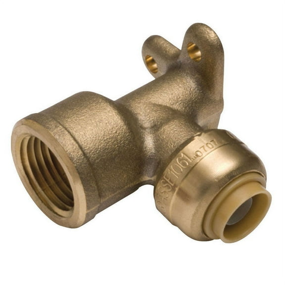 SharkBite 3/8 in. Push x 1/2 in. Dia. FPT Brass Drop Ear Elbow