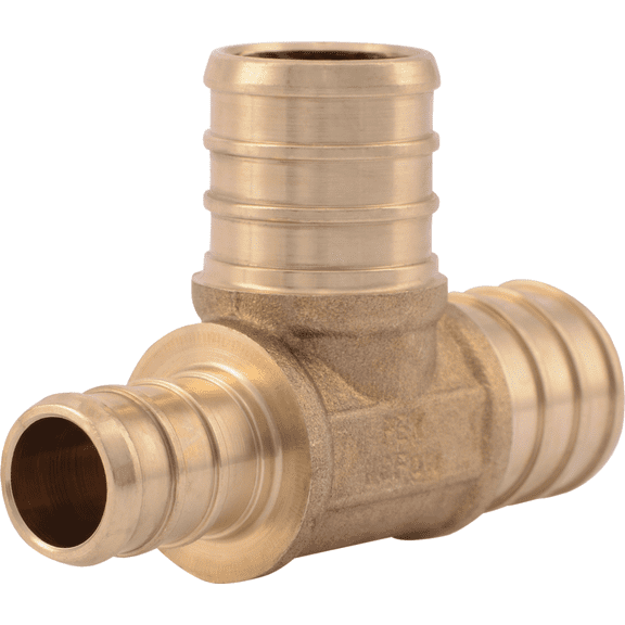 SharkBite Brass Barb Reducing PEX Tee - Single Pack Residential Use, Standard Application