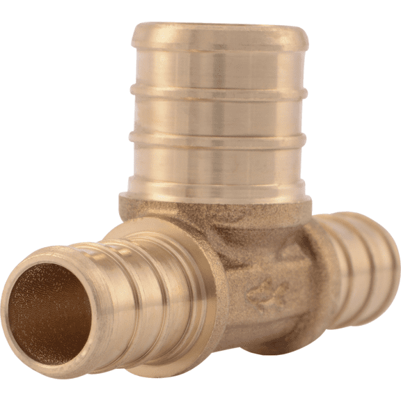 SharkBite Brass Barb Reducing PEX Tee - Single Pack Residential Use, Standard Application