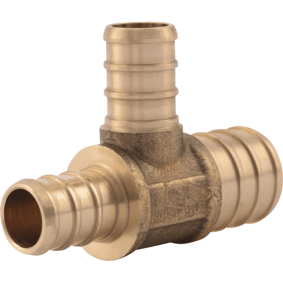 SharkBite Brass Barb Reducing PEX Tee - Single Pack  Residential Use, Standard Application