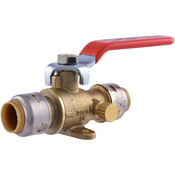 SharkBite Max 1/2 Inch Ball Valve with Drain Vent and Mounting Tab, Push to Connect Brass Plumbing Fitting, PEX Pipe, Copper, CPVC, PE-RT, HDPE, UR24615A