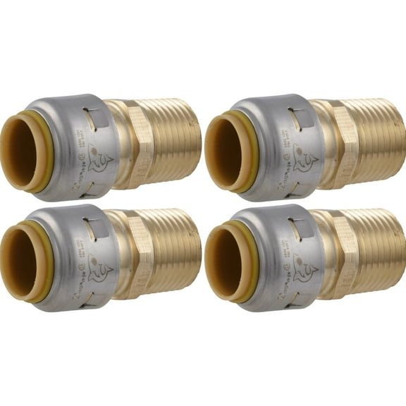 SharkBite Max 1/2 Inch MNPT Adapter, Pack of 4, Push to Connect Brass Plumbing Fitting, PEX Pipe, Copper, CPVC, PE-RT, HDPE, UR120A4