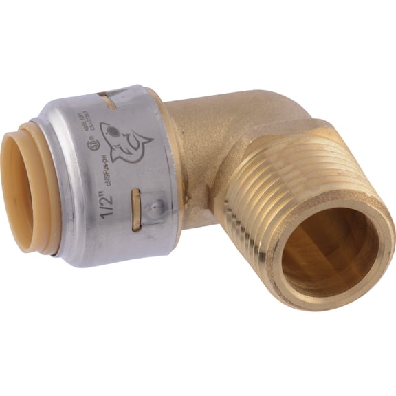 6-pack SharkBite Max 1/2 In 90 Degree Male Adapter Elbow - Brass Push to Connect - 6 Pack — Residential Use, Standard Application