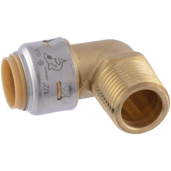 SharkBite Max 1/2 Inch x 1/2 Inch 90 Degree Male Adapter Elbow, Push to Connect Brass Plumbing Fitting, PEX Pipe, Copper, CPVC, PE-RT, HDPE, UR280A