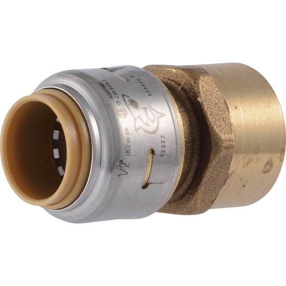 SharkBite Max 1/2 x 1/2 Inch FNPT Adapter, Push To Connect Brass Plumbing Fitting, PEX Pipe, Copper, CPVC, PE-RT, HDPE, UR072A