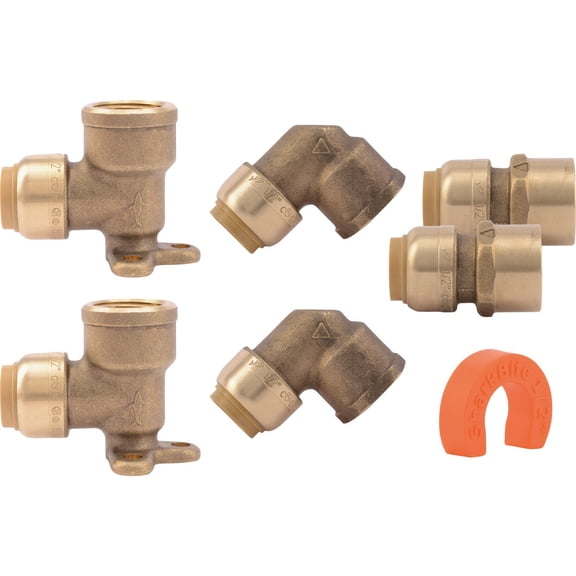 SharkBite Max Shower and Tub Connection Kit, Push to Connect Brass Plumbing Fittings, PEX Pipe, Copper, CPVC, PE-RT, HDPE, UR25567