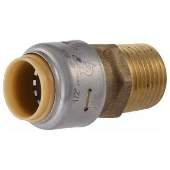 SharkBite Max UR120A Push-Fit Straight Pipe Connector, Lead Free, 1/2 x 1/2 In. MIP - Quantity 24
