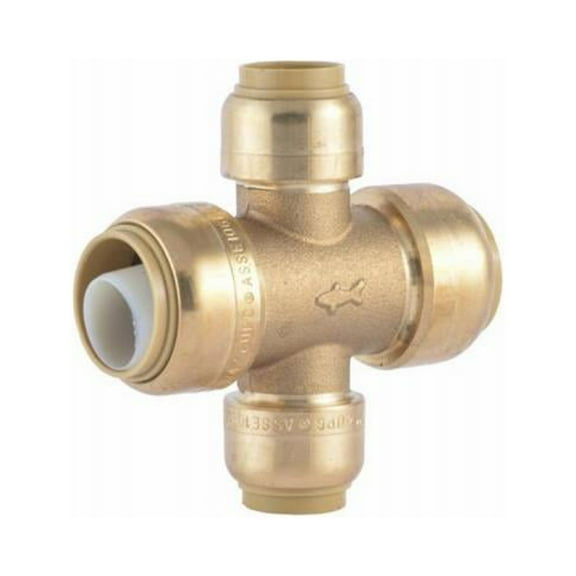 SharkBite Max UR380A Push-to-Connect Cross Pipe Tee, 3/4 x 3/4 x 1/2 x 1/2 In. - Quantity 6