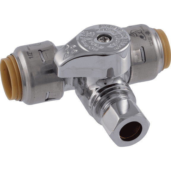 SharkBite Stop Push-to-Connect Tee - Single Pack Standard Mounting Hardware, Drop-In Replacement