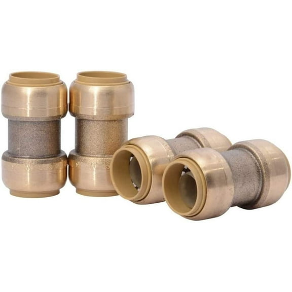 SharkBite U016LFA4 Straight Coupling Plumbing Fitting, PEX Fittings, Push-to-Connect, Coupler, PE-RT, HDPE, Copper, CPVC, 3/4 Inch, Pack of 4