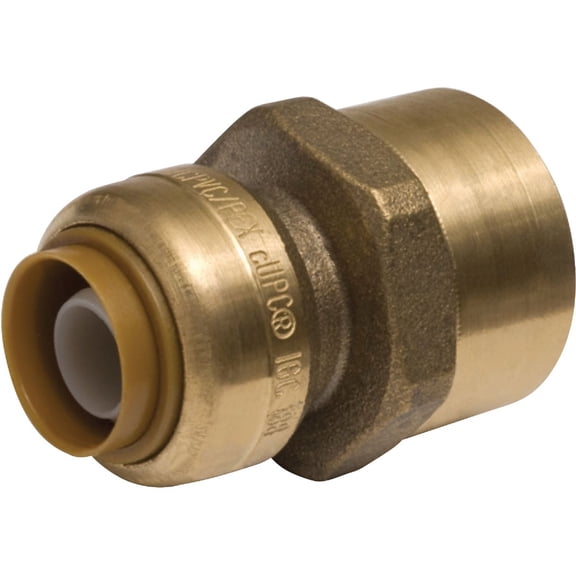 SharkBite U070LFA Female NPT Connector, 3/8 Inch x 1/2 Inch, Push-to-Connect, Copper, PEX, CPVC