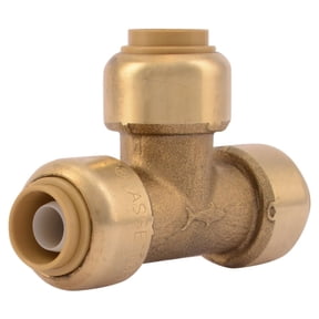 SharkBite Push Fit Tee Brass Fitting - Easy Installation - 3/8 In 1/2 In OD, Gold
