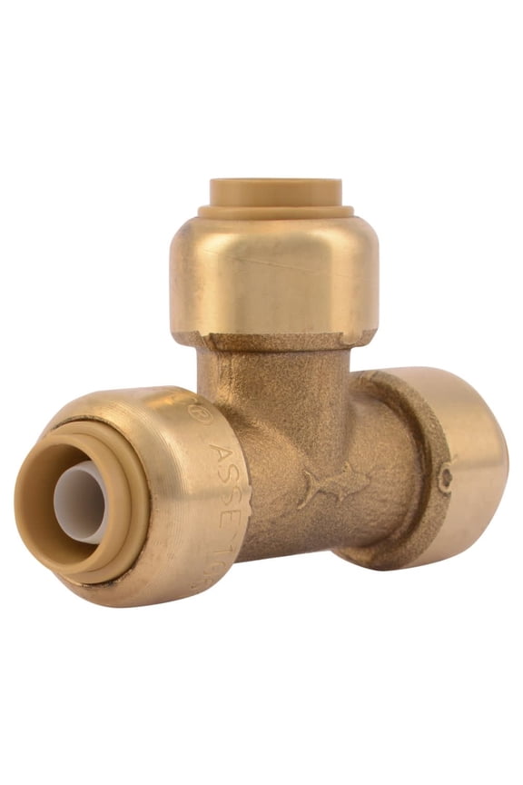 Push Fit Tee Brass Fitting - Easy Installation - 3/8 In 1/2 In OD, Gold