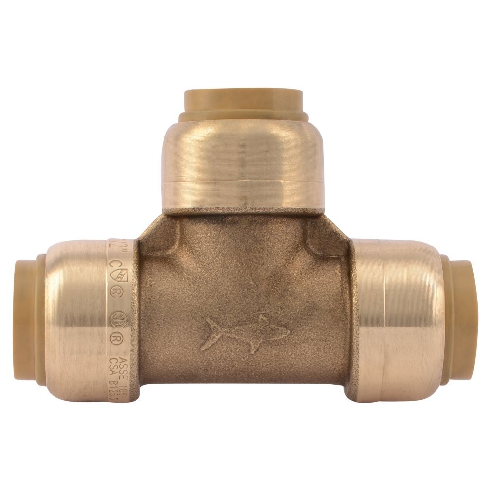 SharkBite U370LFA Tee Plumbing Pipe Connector 3/4 In, PEX Fittings, Push-to-Connect, Copper, CPVC, 3/4-Inch by 3/4-Inch by 3/4-Inch, - image 1 of 5