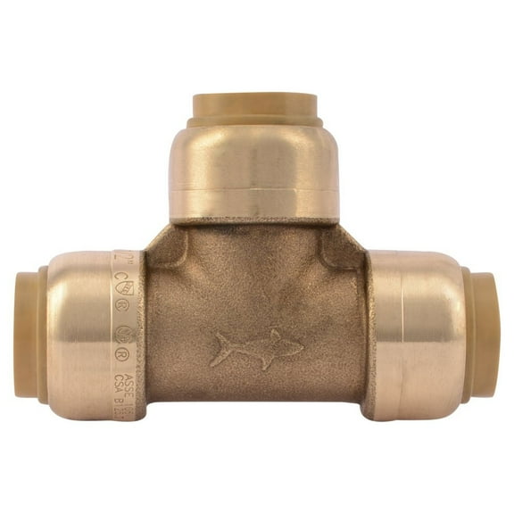 SharkBite Tee Pipe Connector, Brass - Push-to-Connect, 3/4 In x 3/4 In x 3/4 In