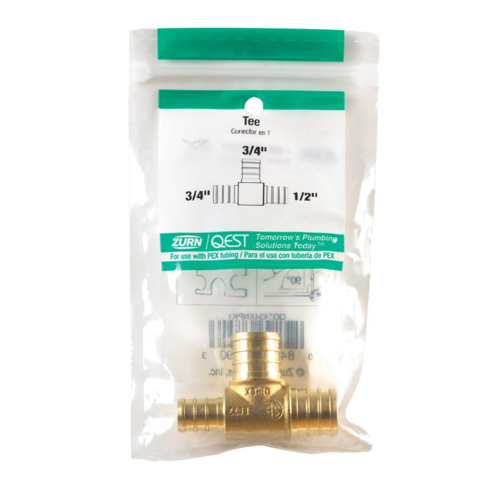 SharkBite 3/4 in. PEX X 1/2 in. D PEX Brass Reducing Tee