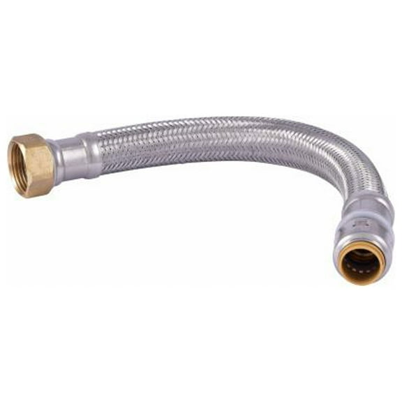 SharkBite UR3068FX18 18 In. Push-Fit Water Heater Connector, Braided Stainless Steel, 1/2 x 3/4 In. FIP - Quantity 12