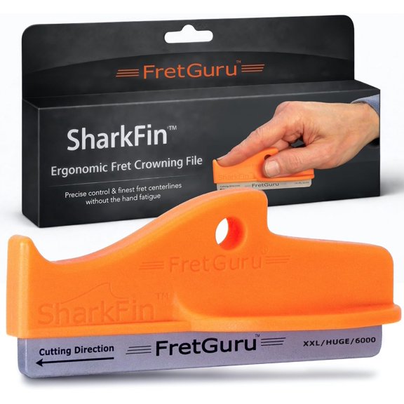 SharkFin Guitar Fret Crowning File | Professional Luthier Fret File | Top-Down Ergonomic Control | D.I.A. Geometry | Razor-Thin Crowns for Guitar & Bass Frets | LG/XL/XXL