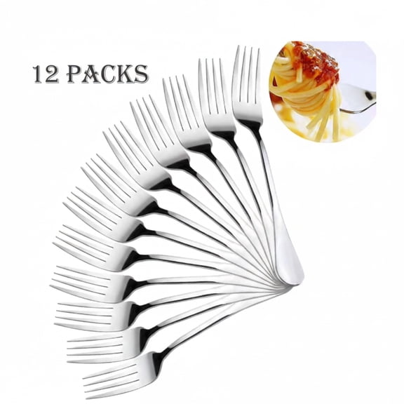 SharkTRUE 12-Piece Stainless Steel Dinner Forks Set - Elegant Upgrade Silverware for Family Dining & Entertaining