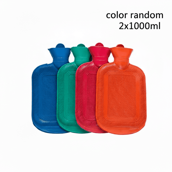 SharkTRUE 2-Pack Rubber Hot Water Bottles - Striped Non-Slip Design for Warmth & Cold Compress