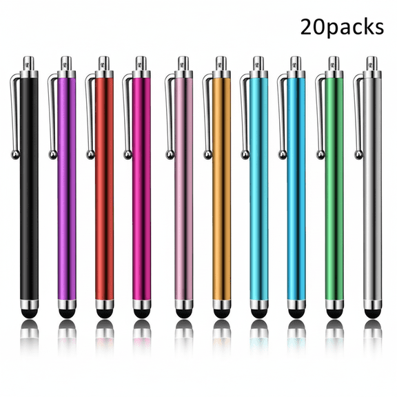 SharkTRUE 20-Pack Universal Stylus Pens for All Touch Screens - Compatible with Tablet, Smartphone & Android Devices (Color Random)