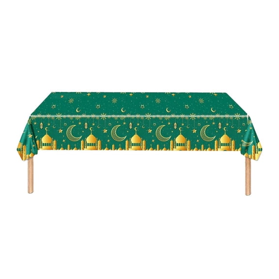 SharkTRUE 2025 Eid Mubarak Tablecloth, Ramadan Table Cloth, 51x86Inch Table Cloth Rectangle Ramadan Plastic Wipeable Tablecloth, for Muslim Ramadan Party Decorations Supplies (6 Color)