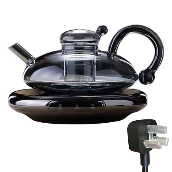 SharkTRUE 2026 Upgrade - 24OZ Luxury Glass Teapot with Warmer,Automatic Electric Kettle with Tea Infuser,Teapot and Cup Set with Warmer,New Year Birthday Gifts for Tea Lovers (Need Own Adapter)