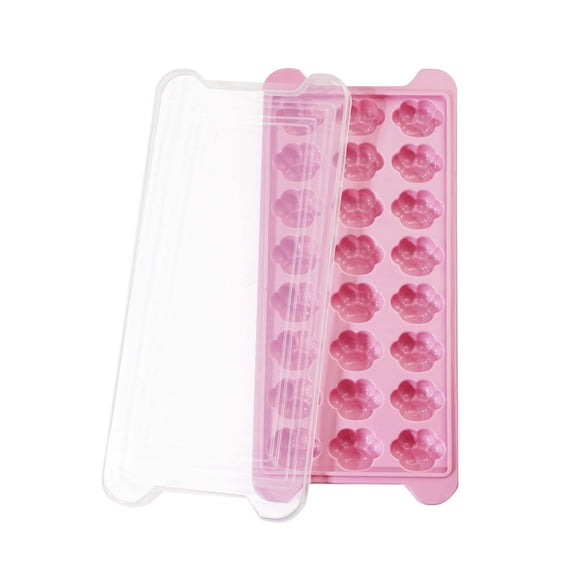 SharkTRUE 24-cell Silicone Mold Cat Paw Heart Shape Ice Tray Mold With Lid L3A8 G5H9