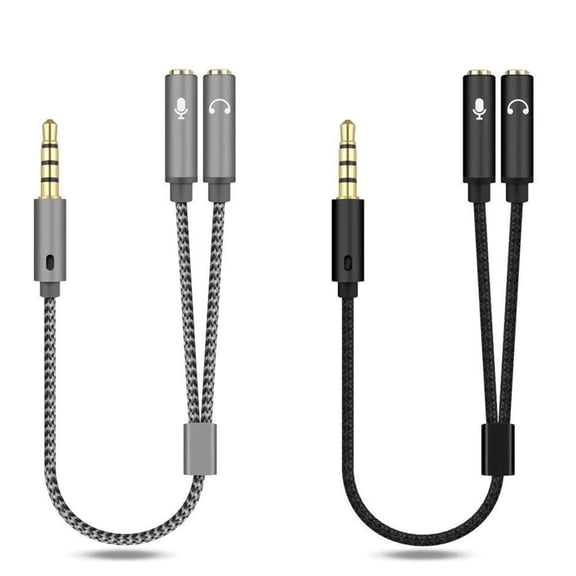 SharkTRUE 3.5 Audio Jack Y Splitter Cable Headphone Mic 1 Male Adapter HeavyDuty