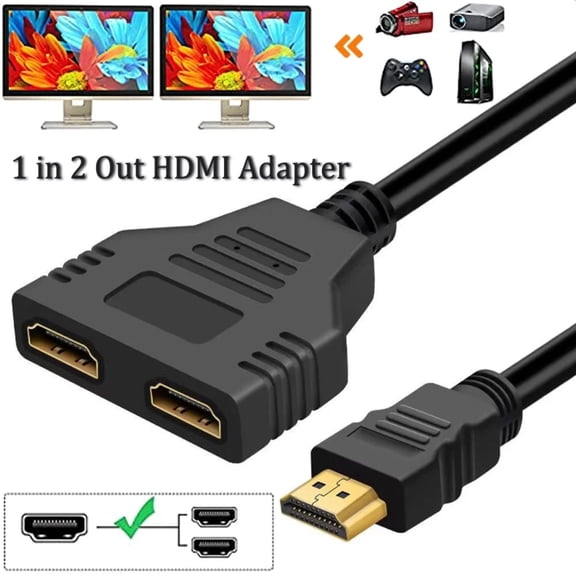 SharkTRUE 4K HDMI Splitter 1 in 2 Out - Ultra HD 3D Compatible for Dual Monitor & TV Setup with Gaming Console