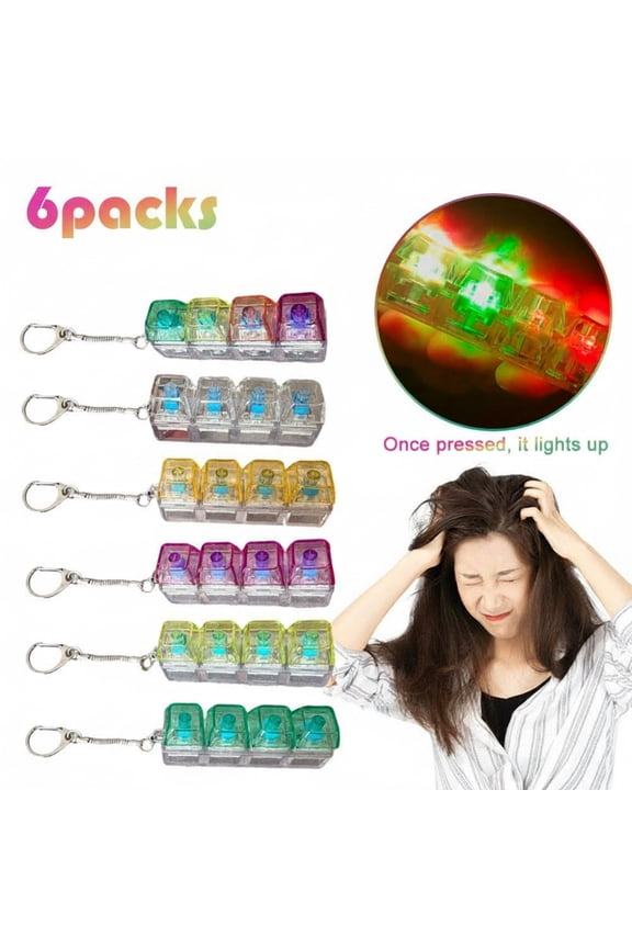 6Packs Mechanical Keyboard Switch Tester Keychain, 4 Keys Fidget Toy Axis Tester, Creative Backpack Pendant