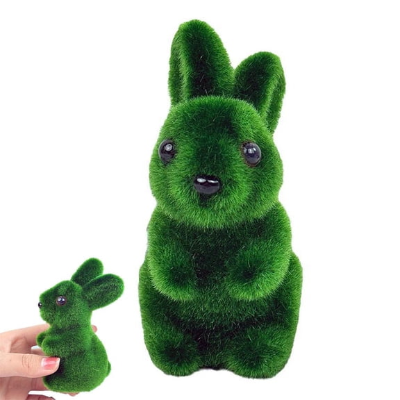 SharkTRUE Artificial Green Moss Bunny,ResFlocked Bunny Figurines for Easter Decors,Small Decorative Rabbit Statues for Home Decor,Cute Rabbit Tabletop Statue for Tabletop Centerpiece Decor