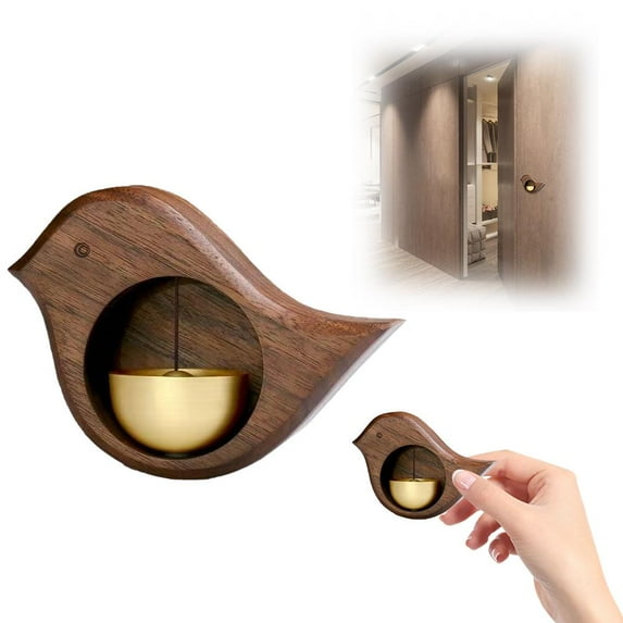 SharkTRUE Bell for Door Opening, Magnetic Type Bird Shape Crisp Sound Wooden Bell, Entry Doorbell Gate Bell Chime with Brass Bell, Hanging Bell for Door Entrance Fridge Shop