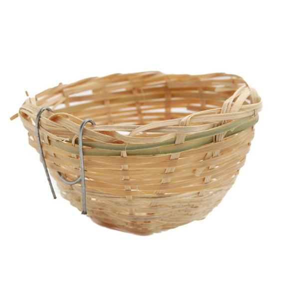 SharkTRUE Bird Bamboo Nest, Handwoven Natural Bird Cage House Hatching Breeding Cave with Hook, Cozy Birds Nest Country-for for Small Bird Parrot Budgie Parakeet Cockatiel Conure