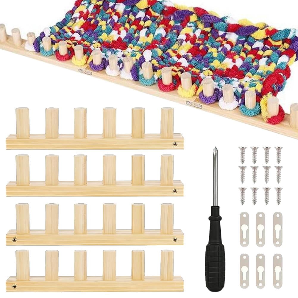 SharkTRUE Blanket Knitting Kit, Adjustable Wooden Weaving Frame with Tools, Large Knitting Board, Portable DIY Hand Weaving Peg Frame for Handcrafts Beginner Friendly Crafting Gift