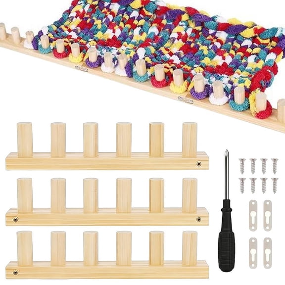 SharkTRUE Blanket Knitting Kit, Adjustable Wooden Weaving Frame with Tools, Large Knitting Board, Portable DIY Hand Weaving Peg Frame for Handcrafts Beginner Friendly Crafting Gift