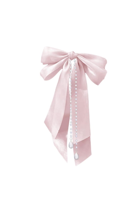 Bow Knot Spring Hair Clip, Pearl Tassel Hairband, Womens Ribbon HHeadg POI