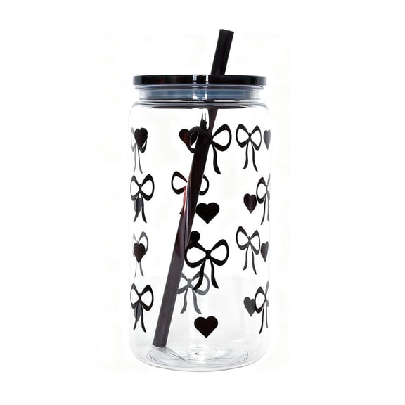 SharkTRUE Bow Plastic Water Cup, Juice Cup Plastic Straw Cup