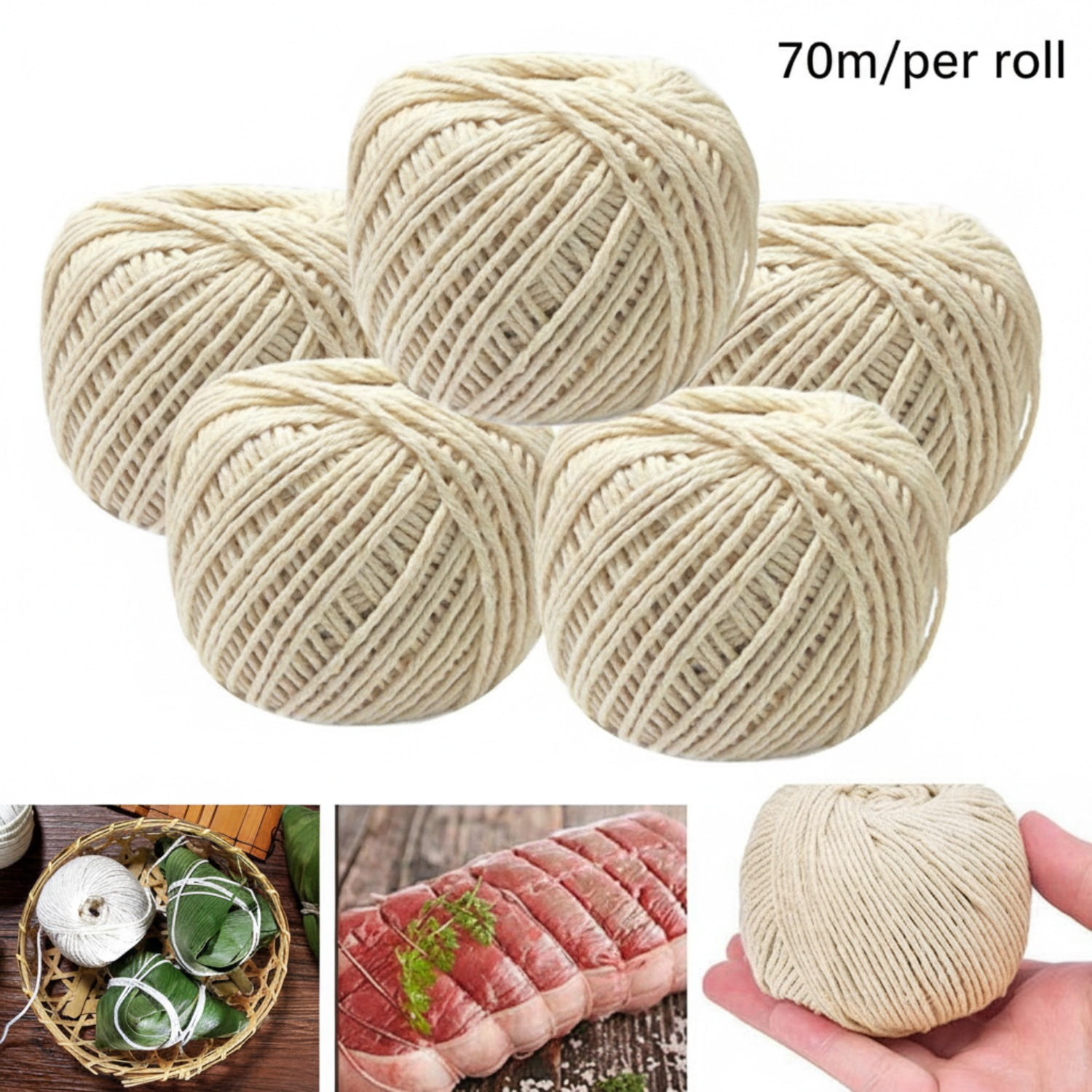 SharkTRUE Butcher's Twine 5 Rolls, 230ft per Roll - Heavy Duty Food ...