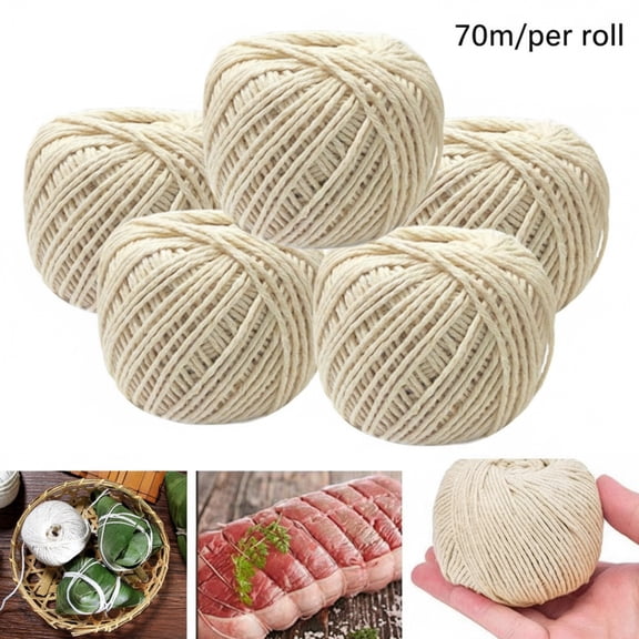 SharkTRUE Butcher's Twine 5 Rolls, 230ft per Roll - Heavy Duty Food Safe Cotton String for Cooking, BBQ, Baking & Sausage Making