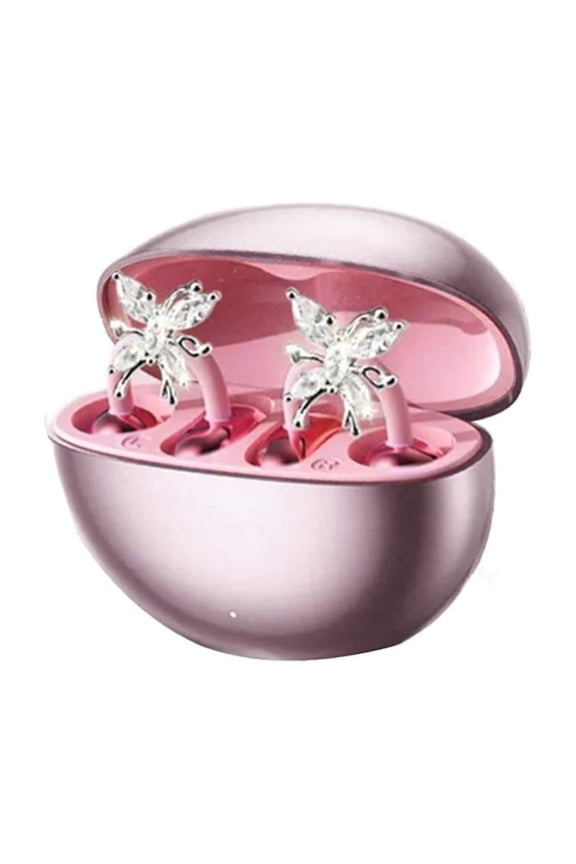 Butterfly Clipon Earbuds BluetoothLuxury Earrings Clipon Wireless Bluetooth Headphones with Detachable Butterfly,Pink Clipons Sports Earphones Fit Gym Earphones Open Ear Buds