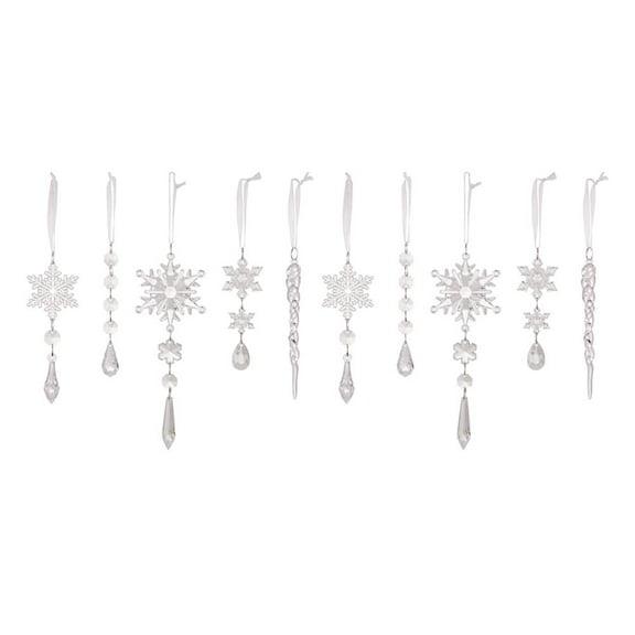 SharkTRUE Christmas Tree Decoration Crystal Ornaments-Hanging Acrylic Snowflake Icicle Ornaments with Drop Pendants for Winter Wonderland Chandelier Crystals Decorations Supplies